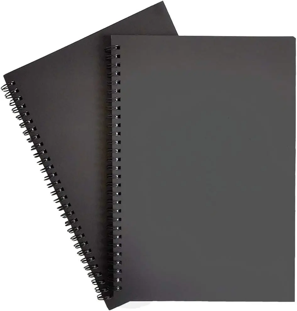 Spiral Notebooks, Ruled Notebooks, Thick Paper, 60 Sheets, 10" X7, 2 Pack (Black, Line)