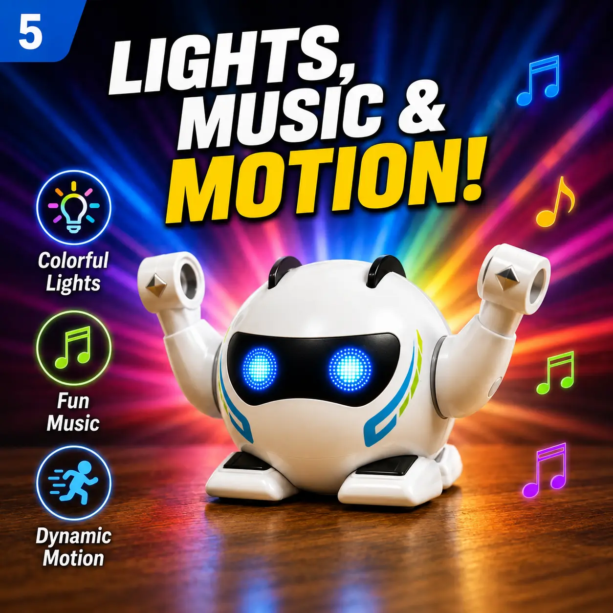 Children’s interactive musical robot toy with voice control, rolling and tumbling motions, lights and music, and metal touch sensing; a family interaction toy suitable for children aged 3 and up—an ideal holiday gift.