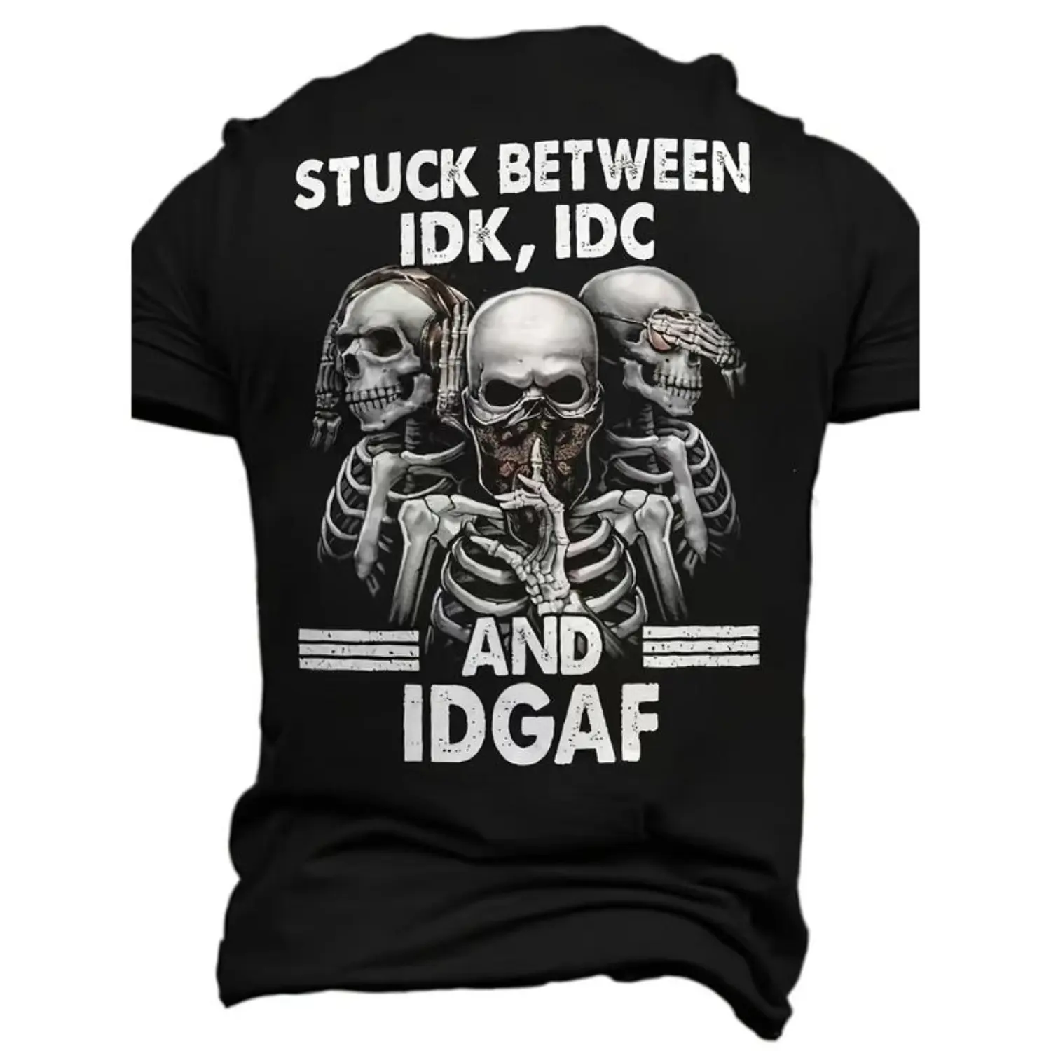 [ Cotton] 3D Digital Skeleton Print T-Shirt For Men With Stylish Crew Neck And Short Sleeve Design Perfect For Summer Casual Wear  Golf Gift T-Shirt For Men and Women