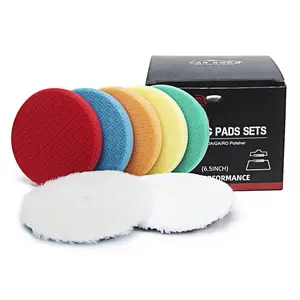 6" Buffing Polishing Pads,7Pcs 6.5 inch Backing Plate,Compound Buffing Sponge and Woolen Pads, Polishing Pad Kit for  Buffer Compounding,Polish and Wax (6 Inch (150mm))