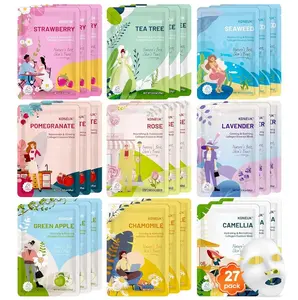 KONEUK 27 Pack Collagen Sheet Face Masks Skincare for Women, Bulk Hydrating Face Mask Set for Dry Skin, Moisturizing Facial Masks for Skin Care, Mothers Day Gifts, Teacher Gifts and Nurses Week Gifts