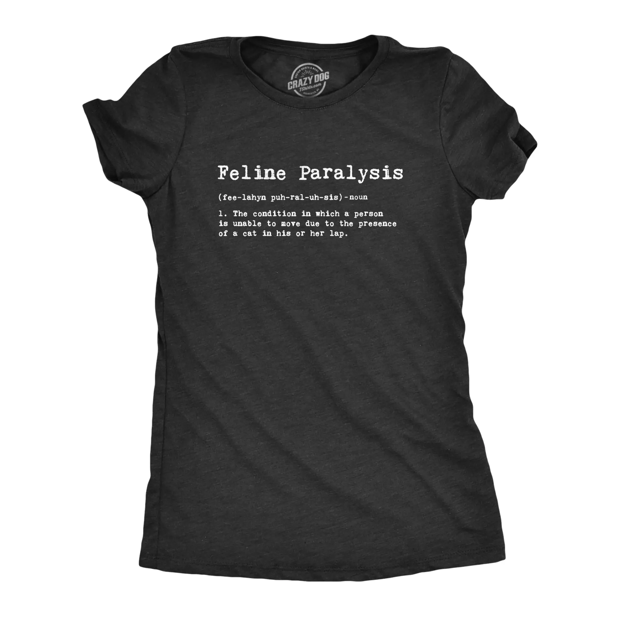Womens Feline Paralysis T Shirt Funny Cat Lover Cute Pet Kitty Crazy Cat Lady Tee Funny Womens T Shirts Cute Vintage Fashion Casual Ladies T-Shirt Gift Funny Cat Top Women's Novelty Tees Black