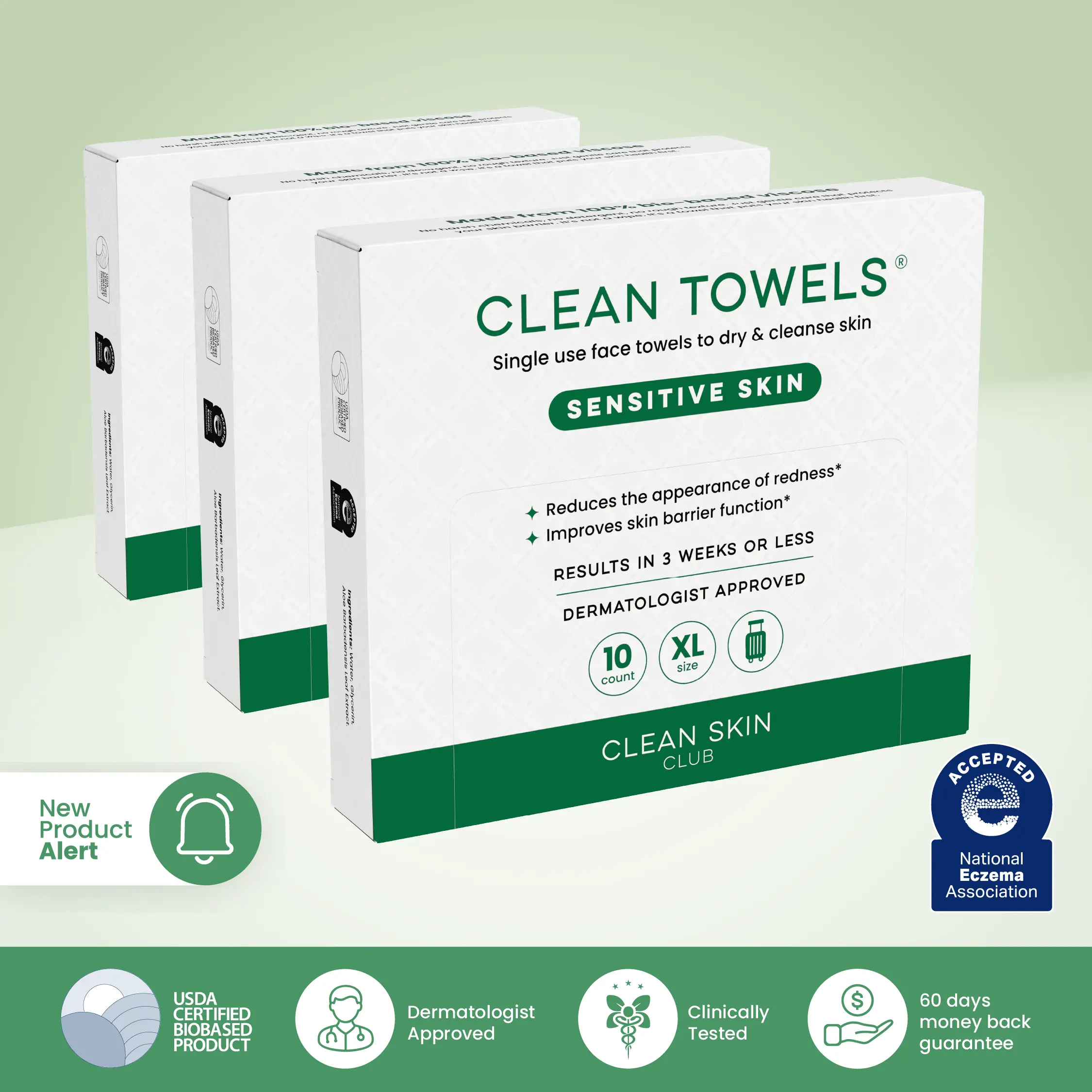 Clean Towels® Sensitive Skin Travel - 3 pack