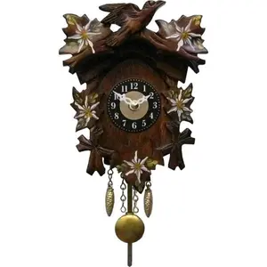 212 MAIN Engstler Clock - German Craft Christmas Decor Battery-Operated Clock with White Flowers, Music Chimes, and On-Off Switch