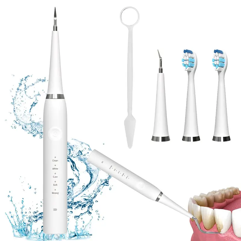 Ultrasonic Dental Plaque Remover for Humans & Pets - Professional Oral Selfcare Cleansing Kit with Tartar & Stain Fix, Yellow Teeth Whitening, Safe Gentle Electric Toothbrush