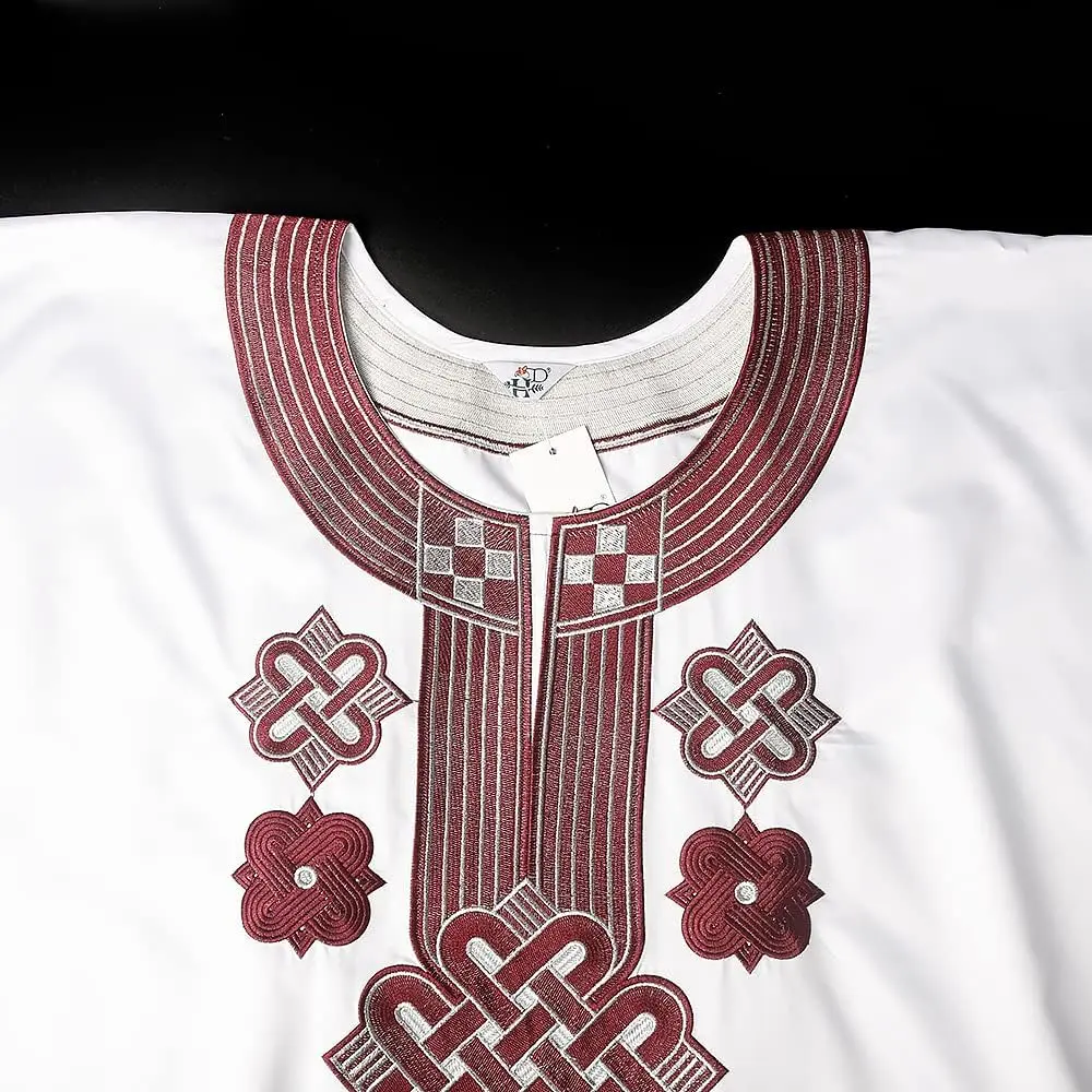 African Mens Apparel Agbada Clothing Embroidery Dashiki Shirts and Pants Outfits 3 Pieces