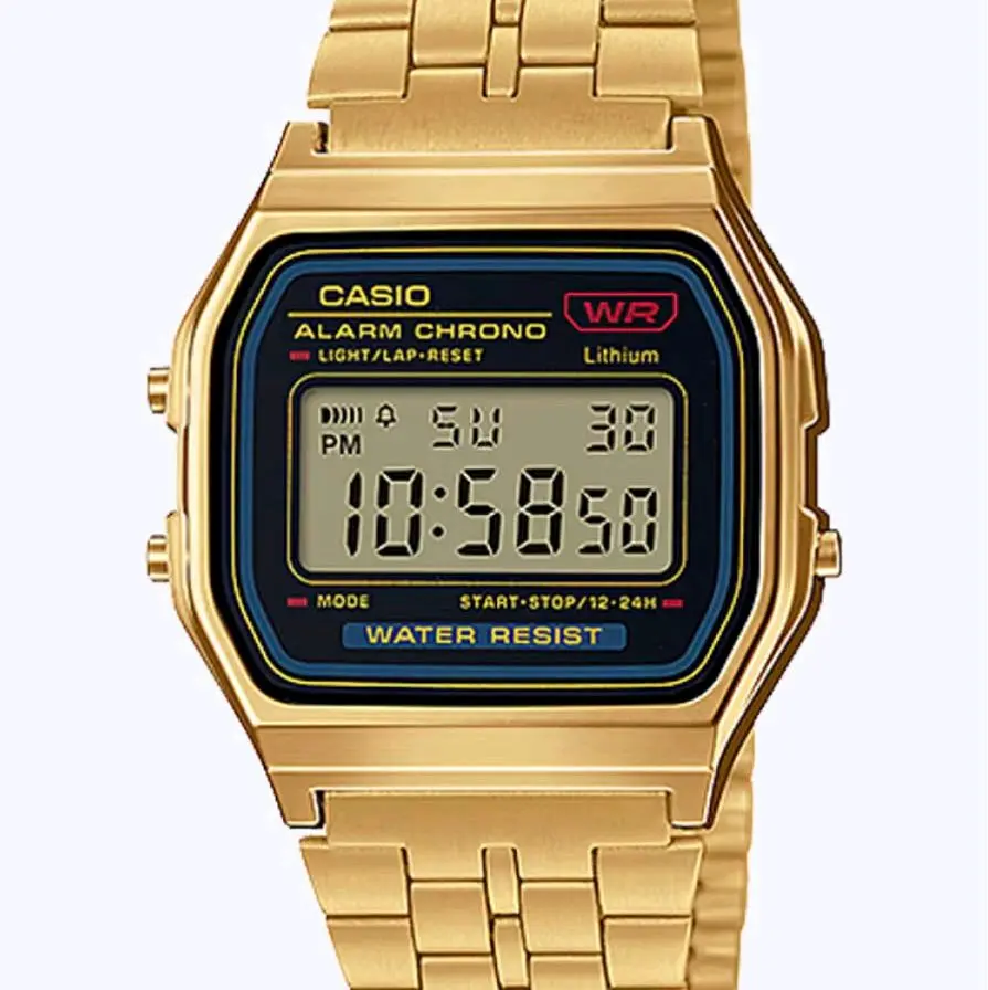 A159WGEA-1 New Casio Vintage digital gold and black analog unisex watch
