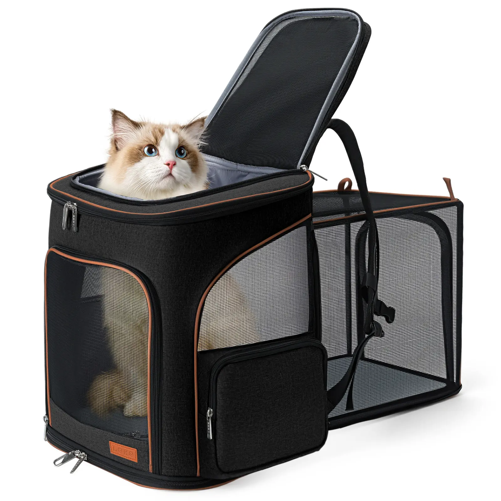 Large Cat Backpack Carrier Expandable Pet Carrier Backpack for Small Dogs Medium Cats Fit Up to 18 Lbs, Dog Backpack Carrier, Foldable Puppy Backpack Carrier for Travel, Hiking