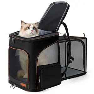 Large Cat Backpack Carrier Expandable Pet Carrier Backpack for Small Dogs Medium Cats Fit Up to 18 Lbs, Dog Backpack Carrier, Foldable Puppy Backpack Carrier for Travel, Hiking