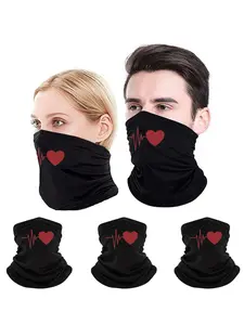 Heartbeat Print Face Mask, Windproof Breathable Face Covering, Summer Face Mask for Men & Women, Fashion Accessories for Fishing Running