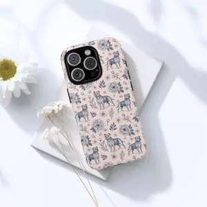 Pitbull Phone Case, Cute Dog Mom Gift, iPhone, & Pixel Cover, Pastel Toile Dog Lover Case Suitable for IPhone17 11 12 13 14 15 16 Pro Max Air Plus
