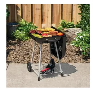 Black 17.5" Square Steel Charcoal Grill with Wheels, New 2026 Black 17.5" Square Steel Charcoal Grill with Wheels, New 2026