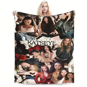 A Katseye themed patchwork printed blanket, soft and durable, suitable for bedding, sofa, office, camping or travel supplies, a gift for fans 60*50