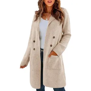 Lannew Womens Long Cardigan Sweaters Open Front Knit Dressy Casual Chunky Lapel Coatigan Fall Sweater Blazer Coats