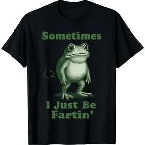 [Graphic T-shirt] Sometimes I Just Be Fartin' Frog T-Shirt, Funny Graphic Tee for Men Women, Retro Humor Shirt, Casual Pure Cotton Top, Quirky Cartoon Party Outfit, Gift Idea