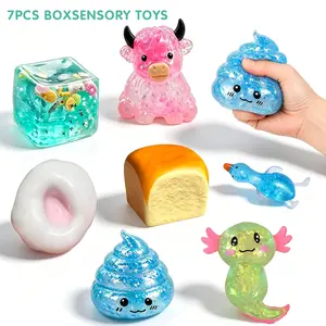 7-Piece Set Box Malt Sugar  Relief Fidget Toys, Sensory Bundle, Creative Slow-Return Squishy, Party Gift, 6 Different Styles teacher reward stress ball
