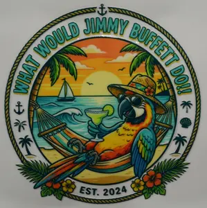 Jimmy Buffett Parrothead Sticker | 3" Round UV DTF Tumbler Decal