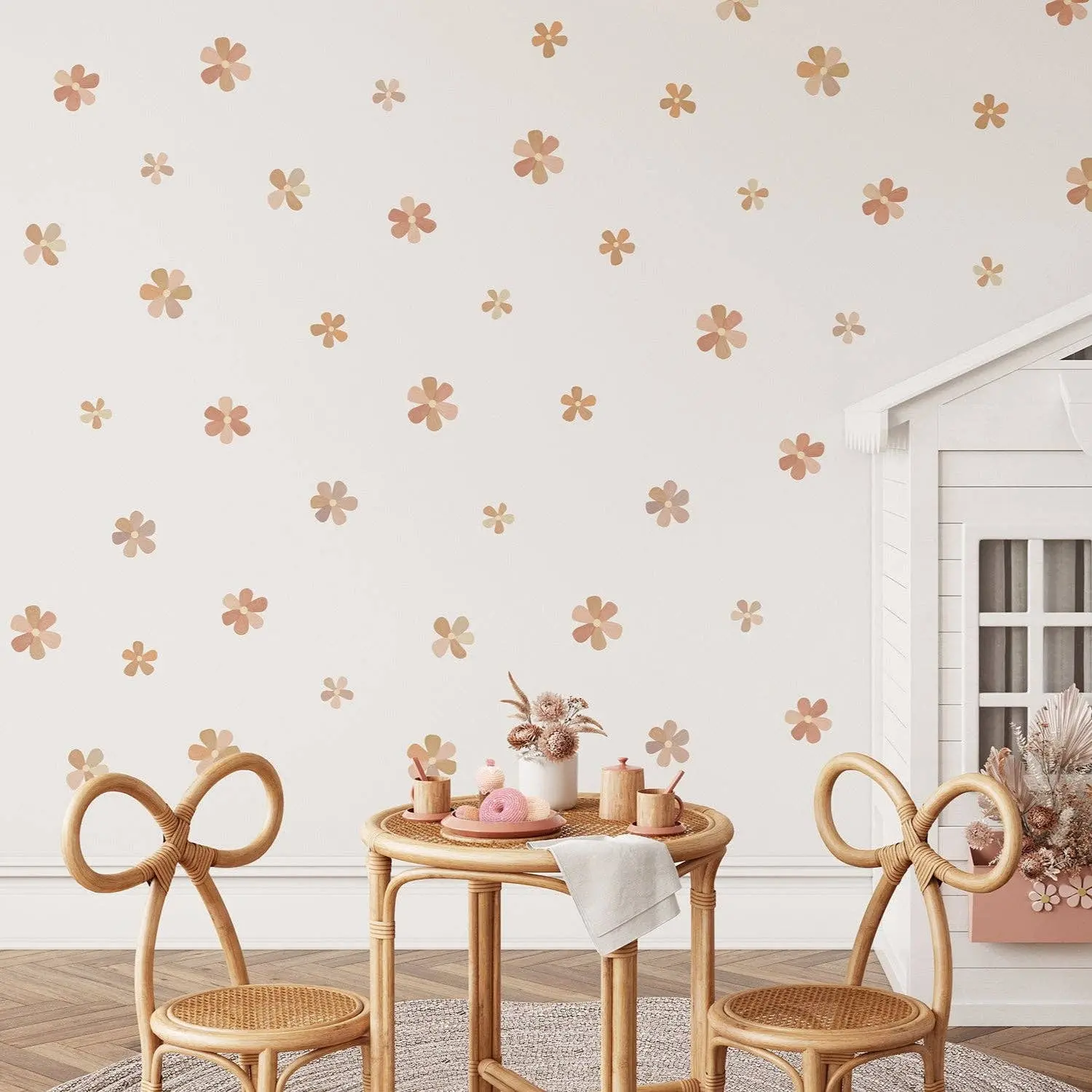 Cherrypick Peel-and-Stick Fabric Wall Stickers, Flower Decor Set for Removable Room Decor