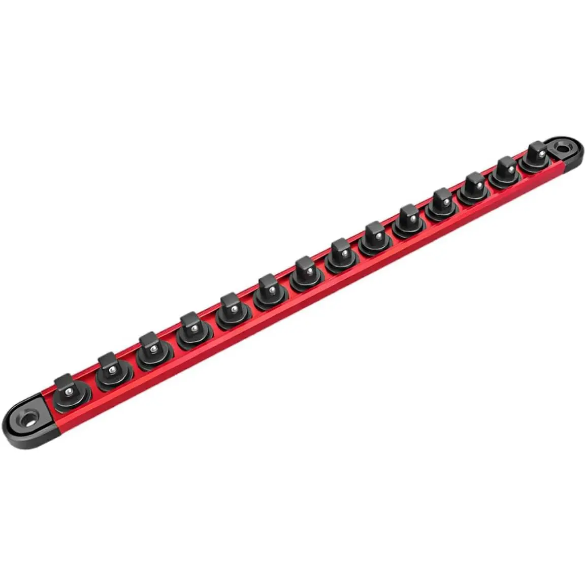 Magnetic Socket Organizer, 3/8" Heavy Duty Aluminum Metric & SAE Socket Rail Organizer, 360° Swivel Clips Socket Holder, Automotive Garage Drive Socket Tray Tool Holds 14 Sockets (3/8)