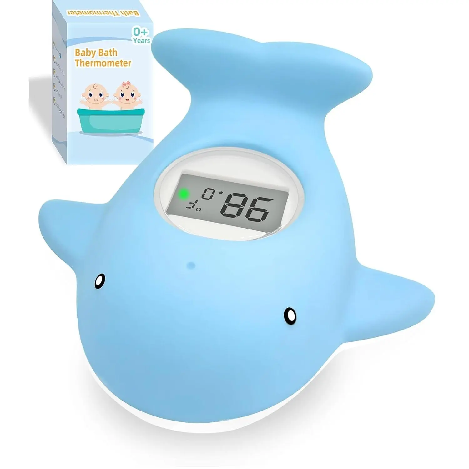 X-TBT66 Unisex Floating Whale Baby Bath Thermometer Toy for 0-3 Months - IP67, Accurate Temperature, Mute Alarm (Below 91.2℉/Above 100.4℉), Auto Shut Down, Room Temp Monitor, BPA-Free Eco-Friendly, Durable, Ideal Mom Gift