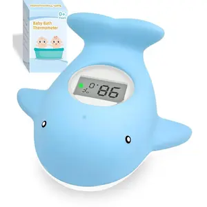 X-TBT66 Baby Bath Tub Thermometer - Bathtub Water Thermometer with Room Temperature - Safety Floating Whale Bathtub Toy - New Upgraded Mute Flashing Alert, Gift for Mom Newborn Infant