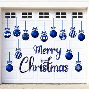 32PCS Christmas Garage Door Decorations Magnets Merry Xmas Ball Holiday Refrigerator Fridge Kitchen Decor Blue