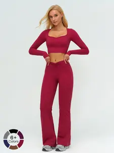 Women's Long Sleeve Yoga Set, Sporty Outdoor Running Fitness Clothes, Above the Ankle Workout, All Seasons Wear, Athleisure Wear Set