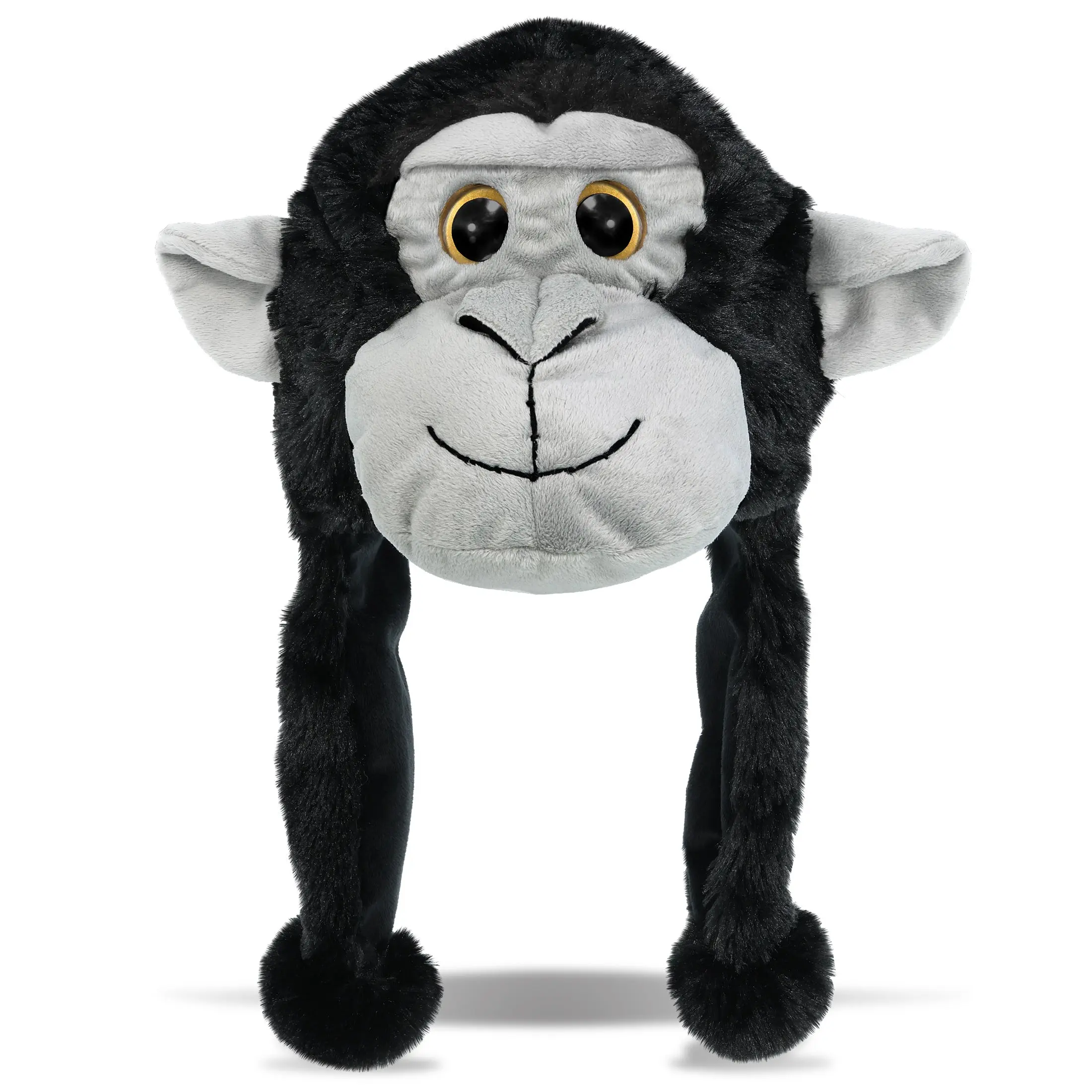 Super-Soft Gorilla Hat - Novelty, Plush Costume, Cute Fluffy, Animal Ear, Cartoon Costume Styles for Themed Occasions, Novelty Plush Hats, Plush Costume Hats
