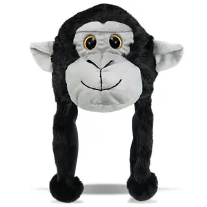 Unisex Comfortable Super-Soft Polyester Fabric Plush Gorilla Hat, Halloween Hand Animal Accessories