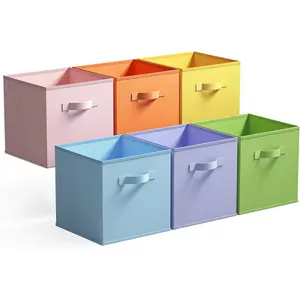 11x11 Storage Cubes for Shelves, Rainbow-colored Storage Boxes for Cube Storage, 11-inch Cube Storage Bins for Organizing Clothes, Toys and Books, Set of 6