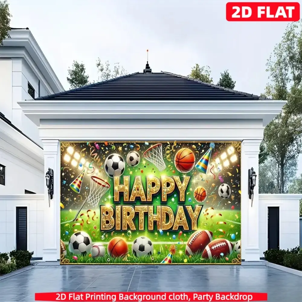 2D Flat Party Banner, Personalized Sports Theme Background, Football Field Birthday Celebration, Home Decor, Outdoor Party Photo Backdrop, Birthday Party Decorations, Happy Birthday