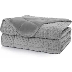 Weighted Blanket Twin 15lbs for Adult(48"*78",Gray) Breathable Soft Minky Weighted Throw Blanket for All Season,Heavy Blanket with Premium Glass Beads