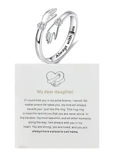 "Always with you" Heartwarming hug ring for daughter Commemorative ring Let love always be with you A heartwarming and meaningful hug ring A symbol of love and protection