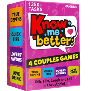 QUOKKA Know Me Better Couples Card Game Set 4 in 1 – Date Night Conversation Starter with Questions, Dares & Challenges
