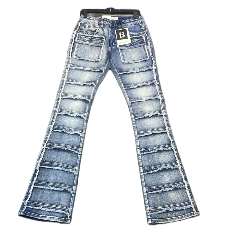 Dark Wash Men's Stacked Jeans - Stylish Design for Casual Wear - Menswear dark blue