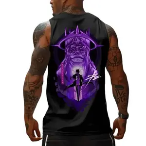 Bleach Yhwach Anime Tank Top - Black Sleeveless Shirt with Purple Graphic Official Inspired Design 100% Cotton Comfortable Fit