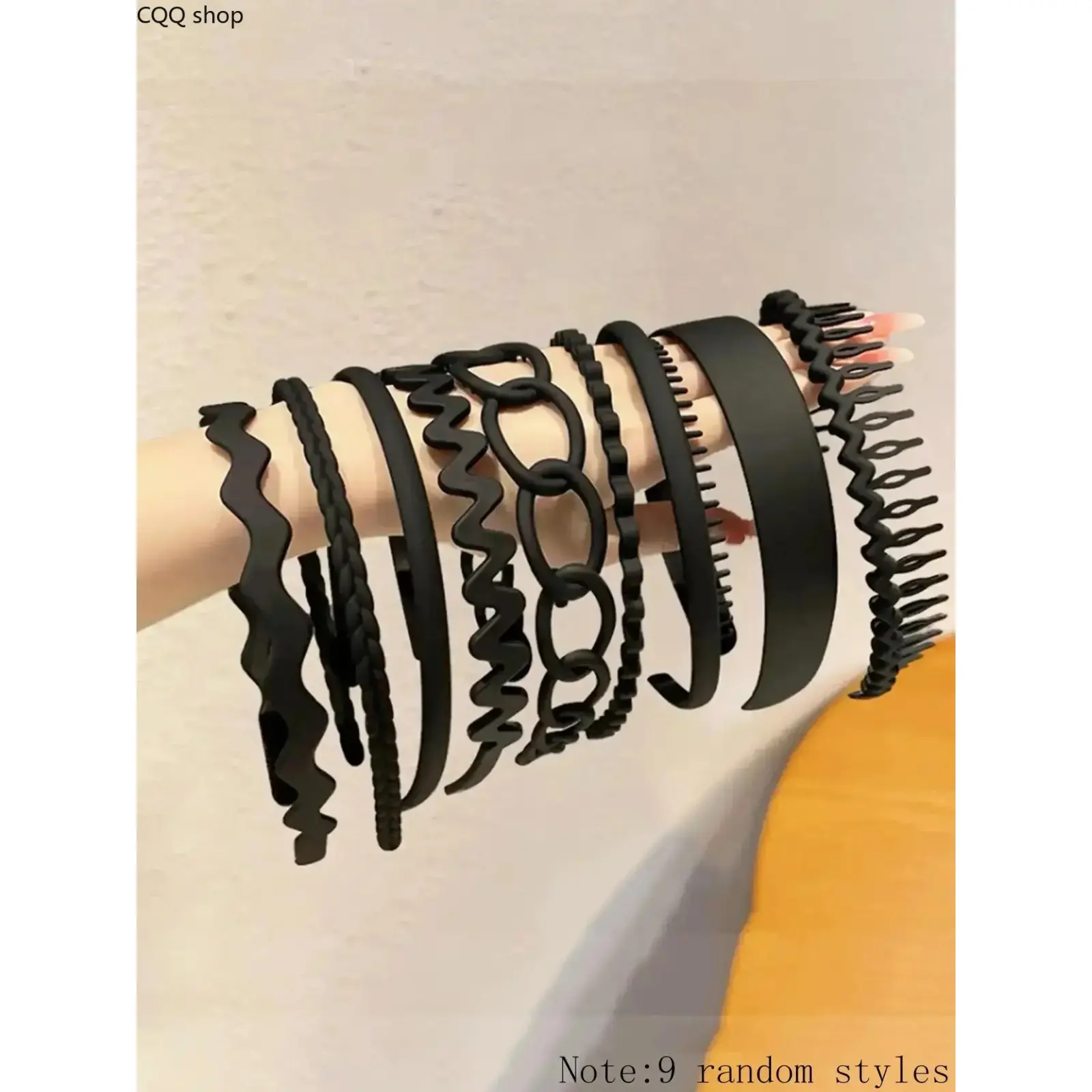 9Pcs Set Solid Color Wave Headbands, toothed non-slip design. Fashion versatile hair accessories for women, comfortable to wear, perfect for daily casual looks and various occasions