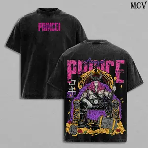 Loki Tee Washed Anime Elbaf Giant Prince Manga Graphic Double Printed T-Shirt, Menswear Heavy Cotton Unisex Oversize Streetwear Vintage Anime Tee