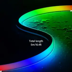 5M RGB LED Strip Lights with Music Sync, IP65 Waterproof, App & Remote Control, Multicolor Ambient Lighting for Bedroom Game Room Outdoor Party