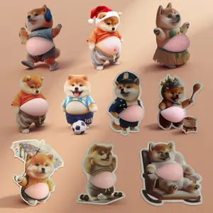 10pcs 3D Dimensional Stickers Featuring Cute Belly Puppy Designs DIY Collection Pooch Shiba Inu Dticker