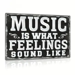 Vintage Music Waterproof Metal Tin Sign - 8x12 in Rustic Design Decoration, Indoor Home Decoration for Home Bar, Cafe Wall Art, Halloween Holiday Decor