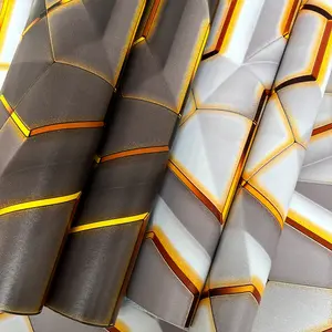 Yellow Brown Lines Self-adhesive Wallpaper Geometric Patterns KTV Home Decoration Building Materials Feature Wall Bedroom Dining Room Living Room Stickers Upcycling Stickers PVC Wallpaper Home Goods