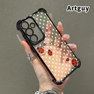Phone Case Compatible with Samsung Galaxy S23 Ultra S24 Plus S25 S22+ FE Edge Ladybug Dotted Dream Pattern Electroplating Transparent Silicone Drop-proof Protective Cover