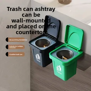 Creative Wall-Mounted Ashtray Trash Can with Lid, Desktop Mini Ashtray, No Drilling Design, Ideal for Living Room, Bedroom, Bathroom, Car