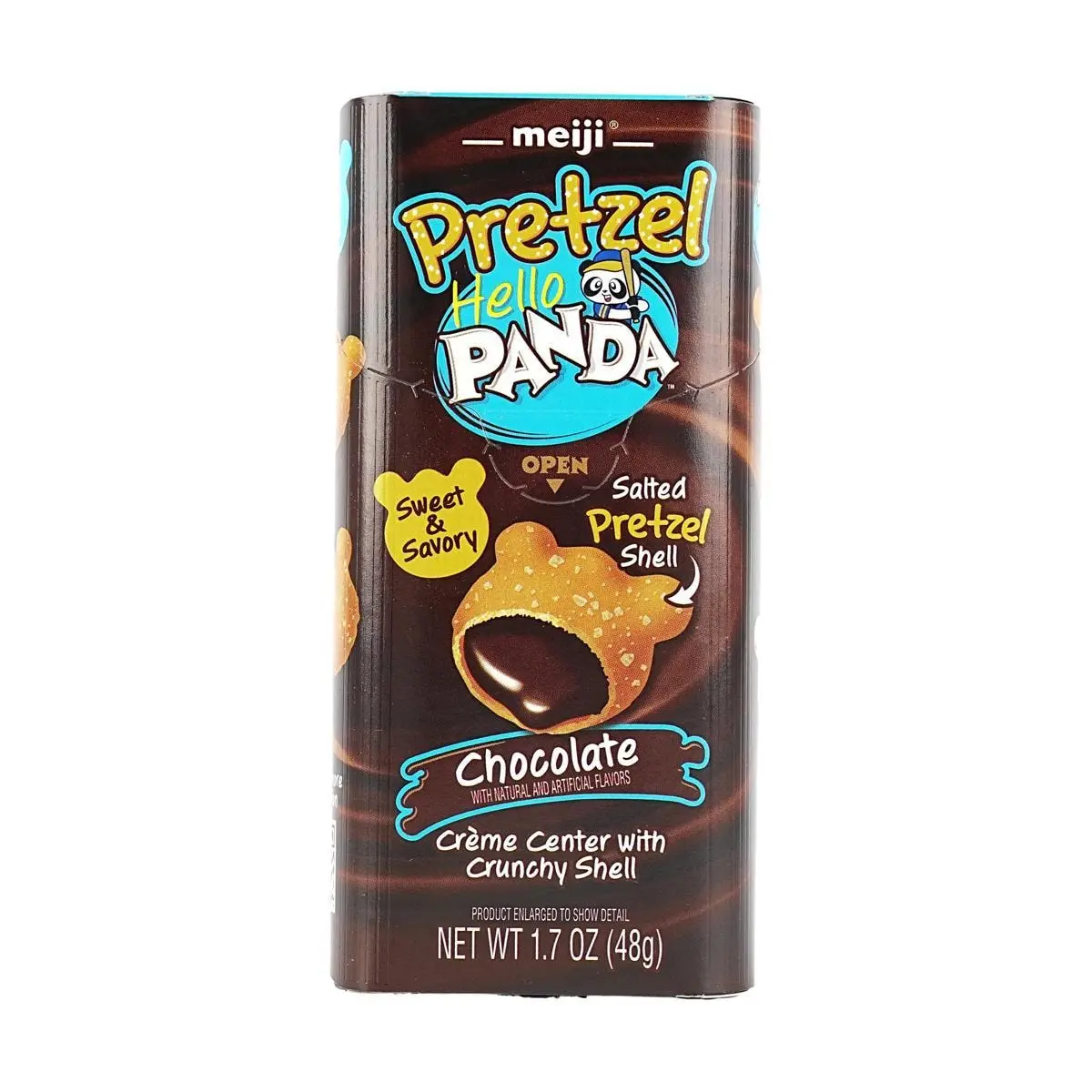 Meiji Hello Panda Crackers - Savory Pretzel Chocolate Cream Filled Biscuits 48g - Japanese Snack, Individually Wrapped, Perfect for Kids & Adults