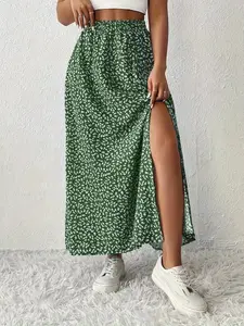 Maxi Floral Skirts for Women Flowy High Waisted Long Skirts with Slit Ladies Cute Casual Bohemian Outfits 2026