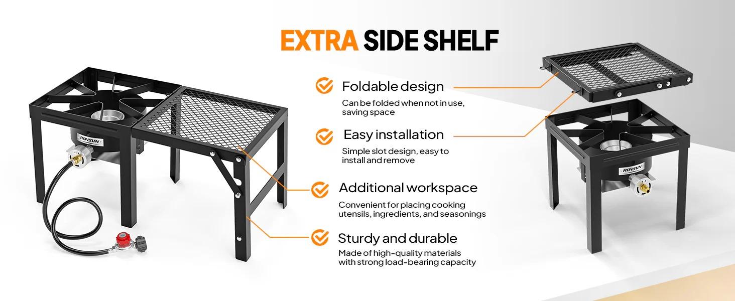 [FLASH SALE] ROVSUN 1-Burner 100000 BTU Camping Propane Stove with Foldable Side Shelf