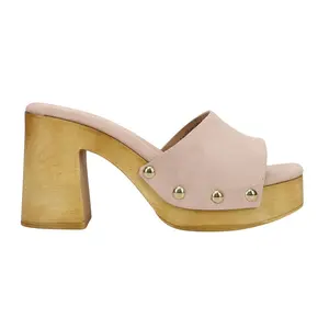 Shu Shop Womens Fabiola Studded Block Platform Casual Sandals Casual Mid Heel 2-3" - Beige