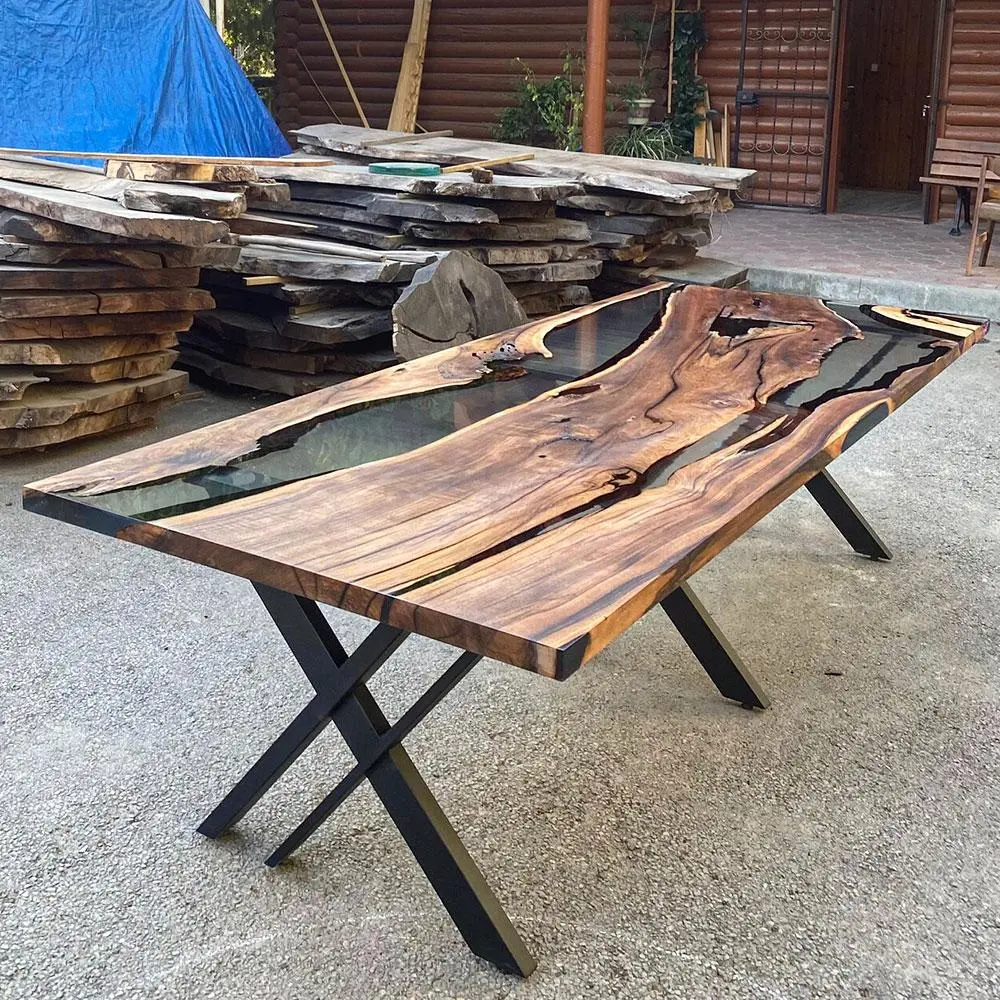 [OST114] Olive Wood Epoxy Table custom epoxy river slab table, Executive Desk, Custom Large Epoxy River Table, Solid Wood Slabs Table, Large Computer Office Desk Workstation, Business Furniture for Home Office