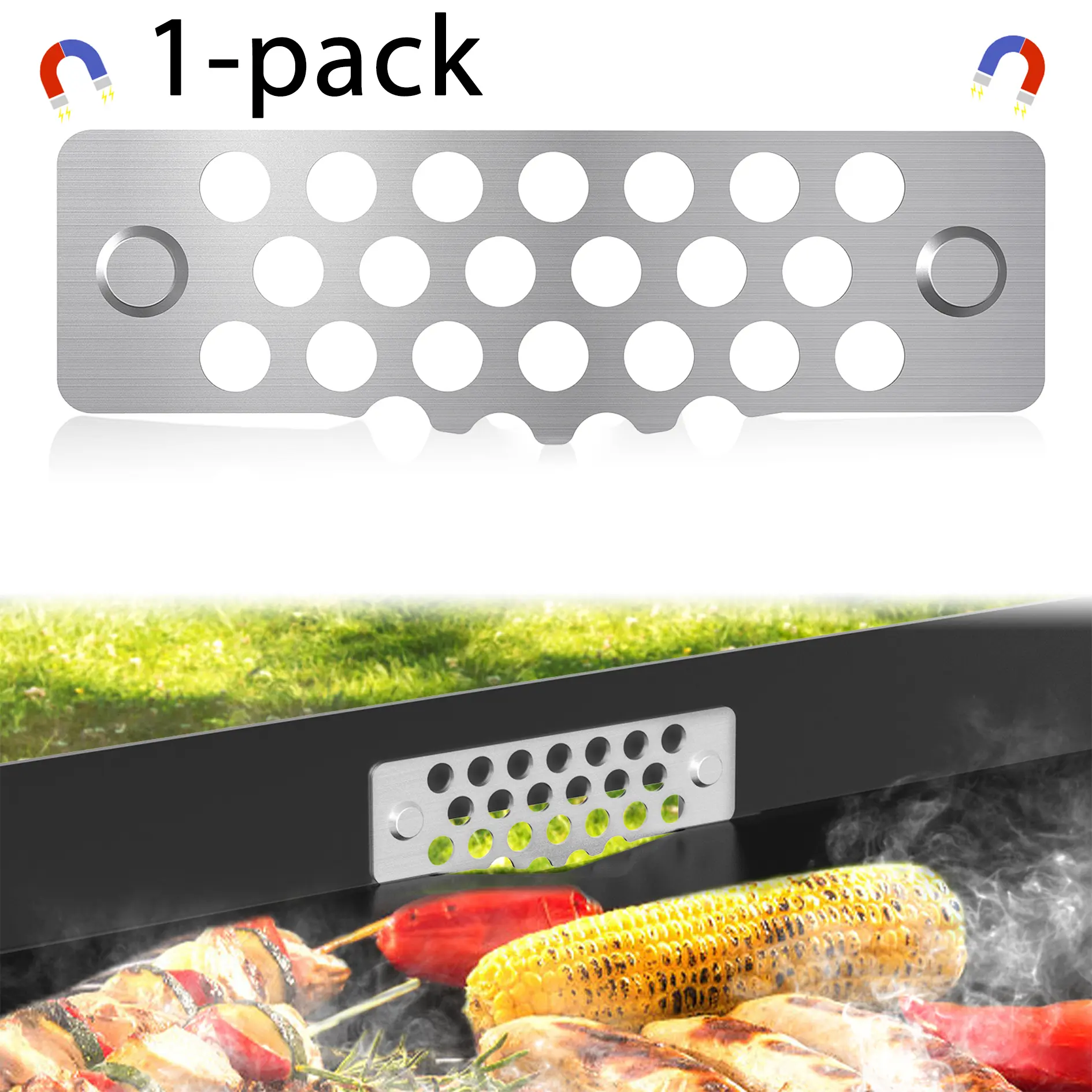 1 pack/2 pack Grease Gate Blocker,Foods from Falling into Rear Grease Trap Cup Tray,Compatible with Blackstone Grill Accessories,304 Stainless Steel,Magnetic & Easy to Install